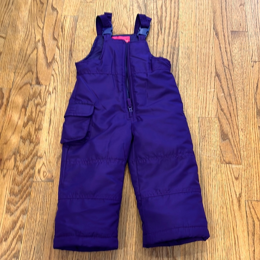 London Fog Toddler Girls Snow Bib Ski Snowsuit/Overalls - Punk Purple/24m